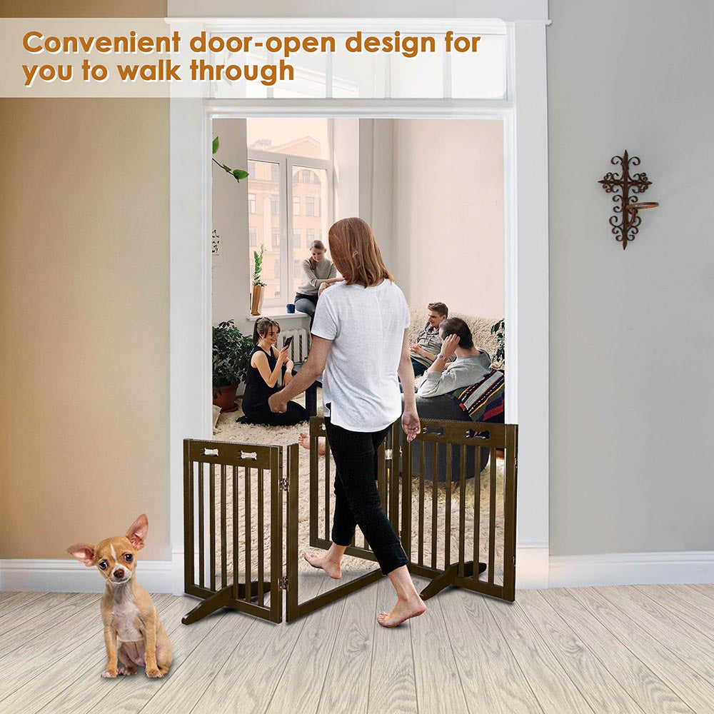 Yescom 3-Panel Folding Wood Pet Gate Grate Baby Barrier 60x24in