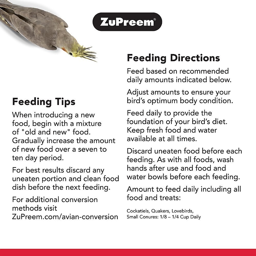 ZuPreem Natural Daily Medium Bird Food， 2.5-lb bag