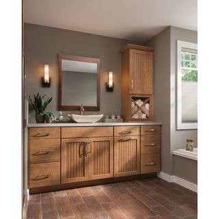 American Woodmark Shorebrook 14 916-in. W x 14 12-in. D x 34-in. H Cabinet Door Sample in Maple Spice 95020