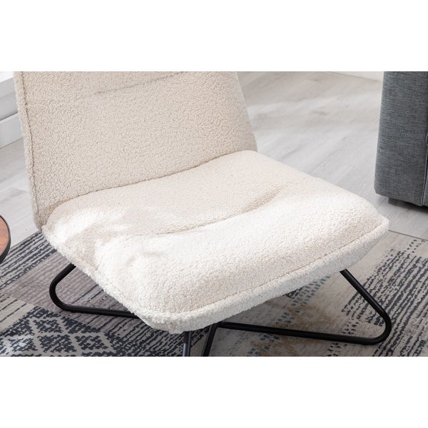 33inch Modern Teddy Fabric Accent Armless Chair For Living Room