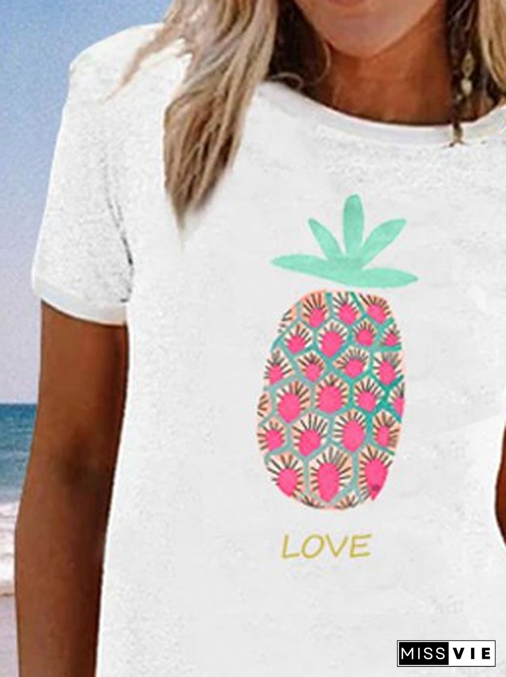 Pineapple printed oversized casual T-shirt