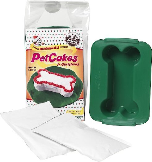 PetCakes Spice Flavor Microwavable Holiday Cake Mix Kit With Bone Shaped Pan Dog Treat