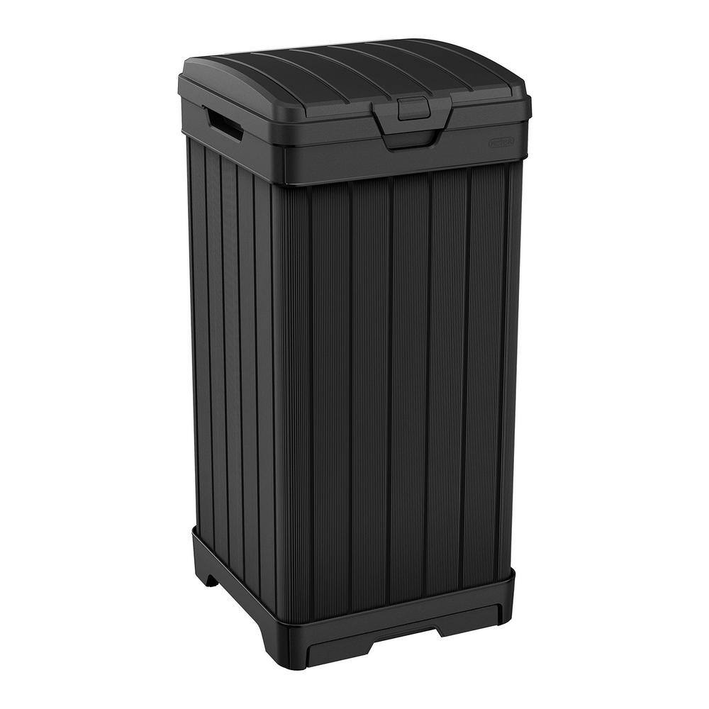 38 Gal. Trash Can with Lid and Drip Tray for Easy Cleaning-Perfect for Patios Kitchens Black PU7DX7LW2Z