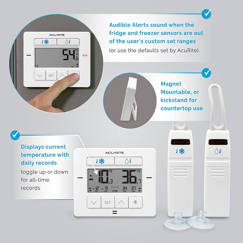 AcuRite Digital Wireless Fridge and Freezer Thermometer (00523M)