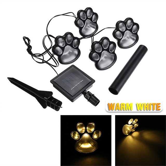 Paw Print Solar Outdoor Lights Solar Lights Outdoor Waterproof Dog Paw Lights(Set of 4) Cat Puppy Animal Garden Lights Path Paw Lamp Walkway Lighting for PatioYardAny Pet Lover