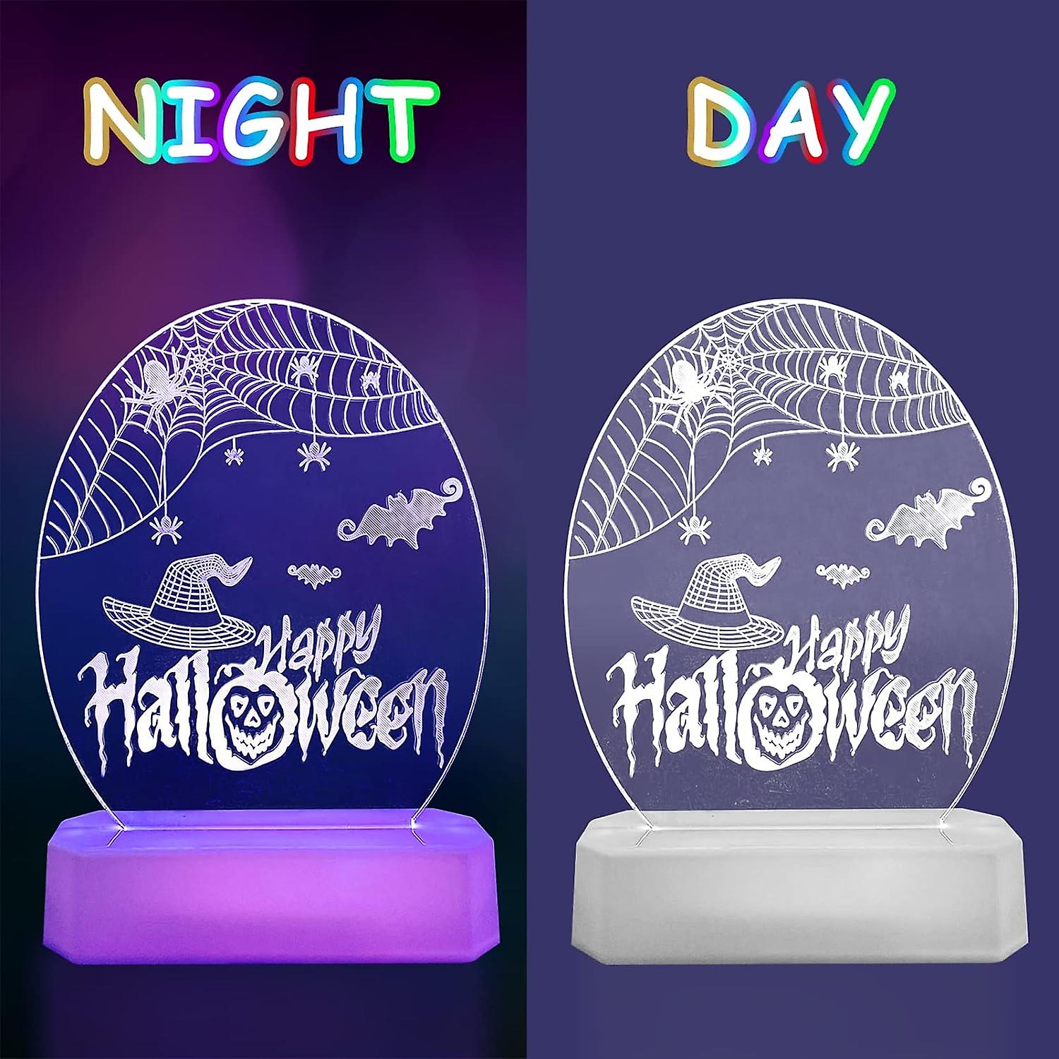 3d Halloween Night Light， Halloween Led Lights Decor， 3d Table Lamp， 3d Effect Night Light Decoration Halloween Indoor Luminous Decor