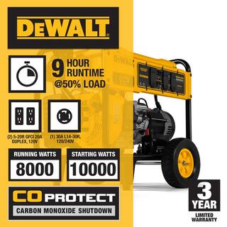 DW 8000-Watt Electric Start Gas-Powered Portable Generator with Idle Control GFCI Outlets and CO Protect DXGNR8000