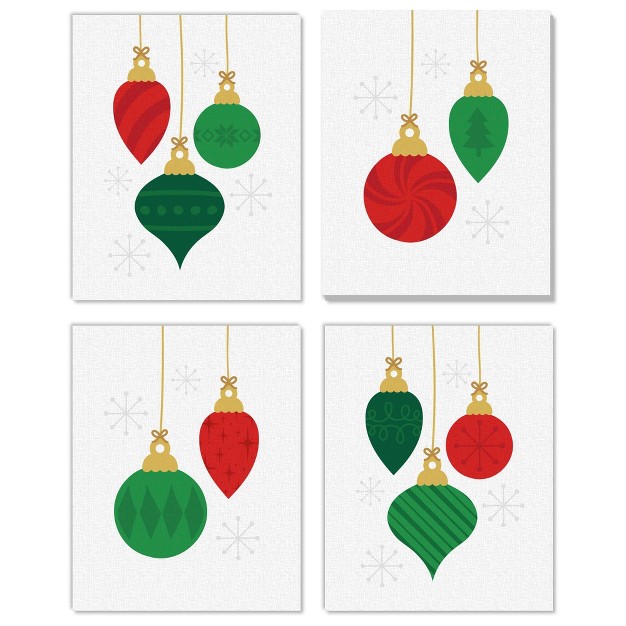 Big Dot Of Happiness Ornaments Unframed Holiday And Christmas Linen Paper Wall Art Set Of 4 Artisms 8 X 10 Inches