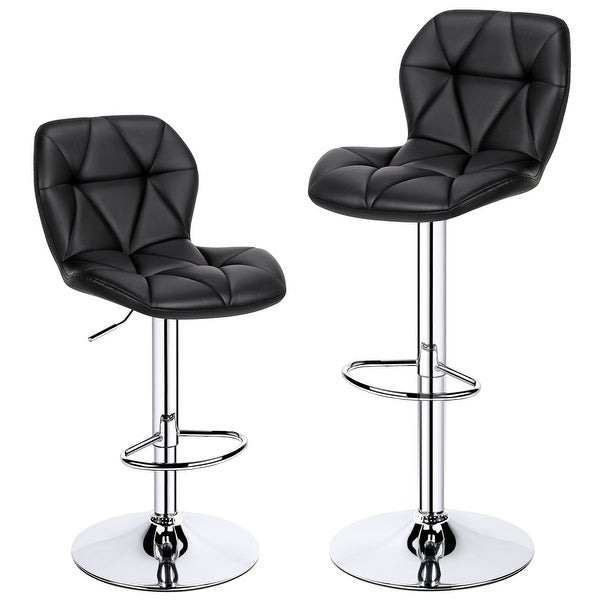 Yaheetech Adjustable Faux Leather Swivel Armless Bar Stool， Set of 2