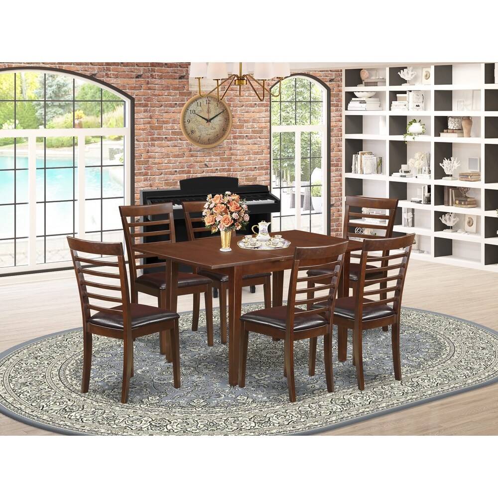 East West Furniture Kitchen Table Set Consist of a Rectangle Dining Table and Dining Chairs (Chair Seat Type Options)