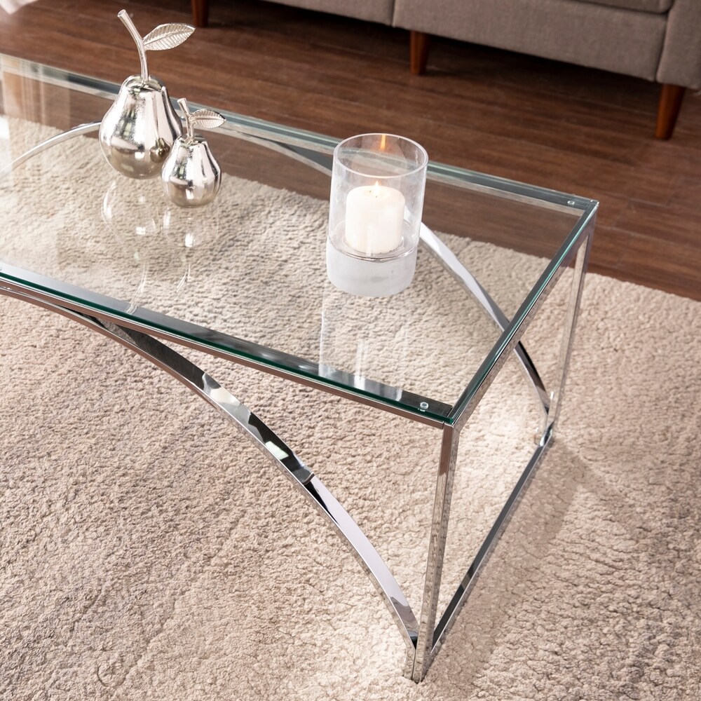 SEI Furniture Stene Contemporary Silver Glass Coffee Table