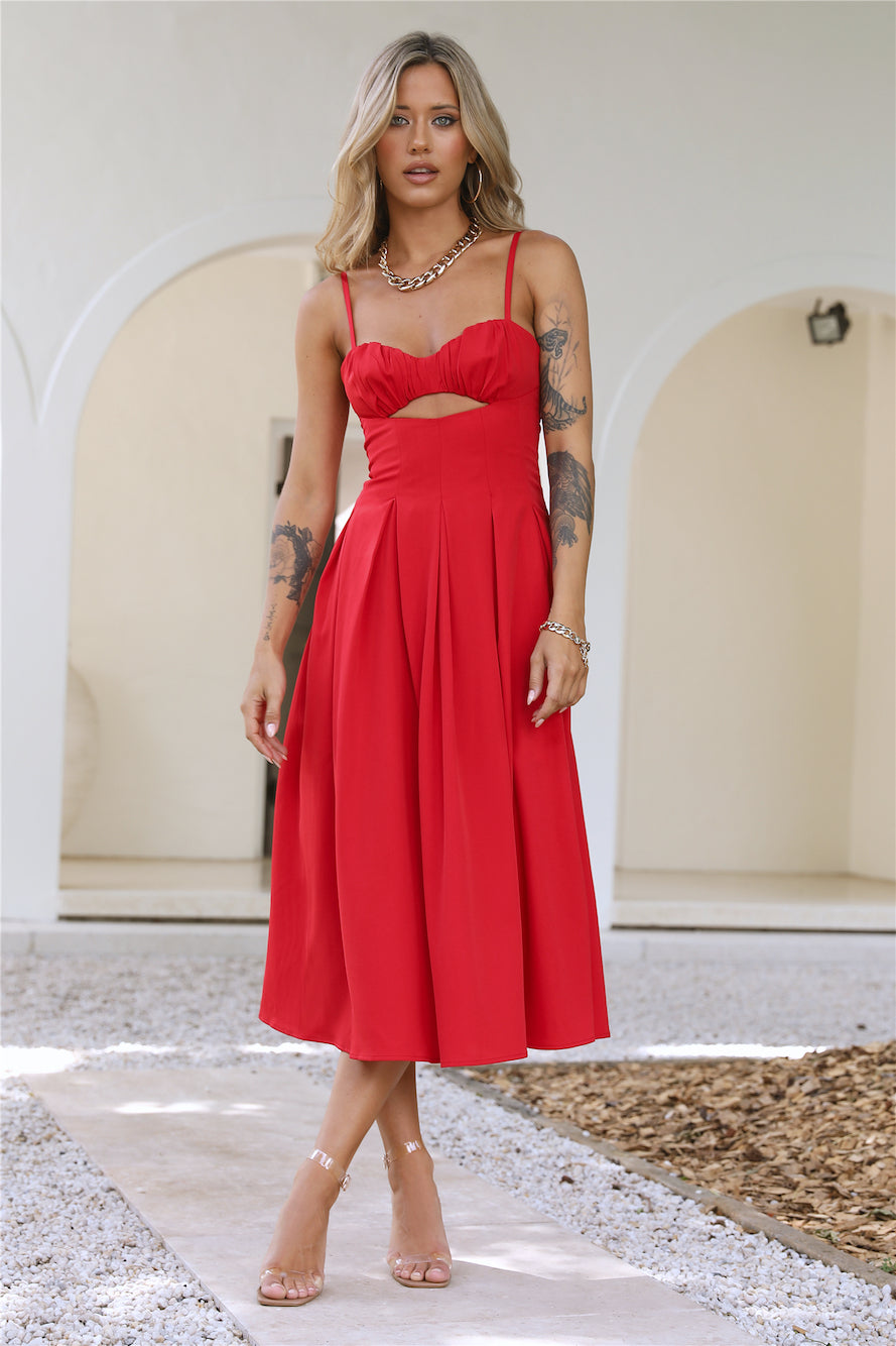 Sunniest Times Midi Dress Red