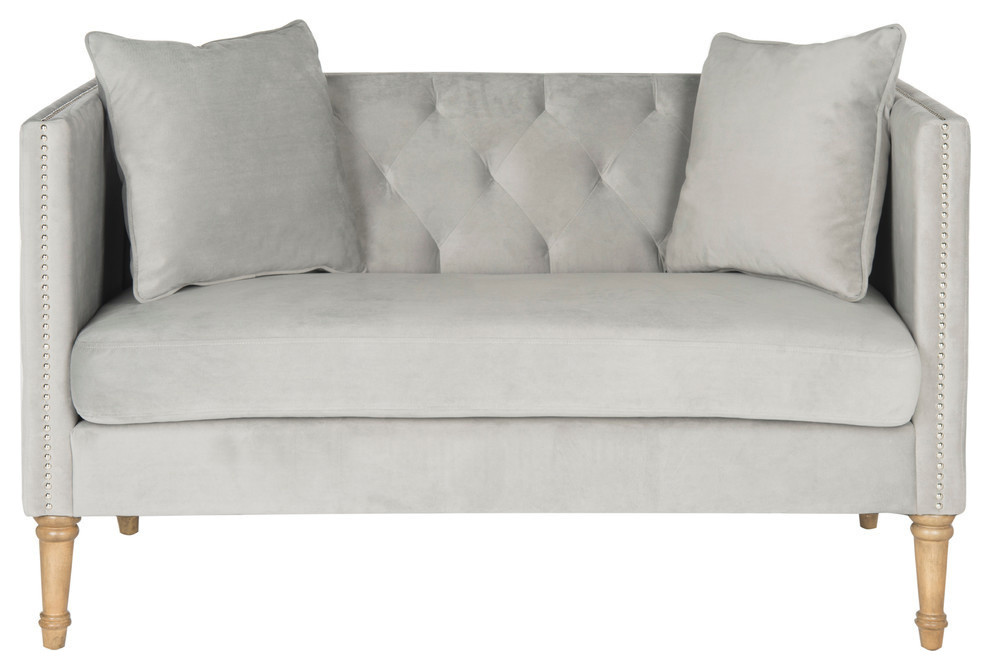 Safavieh Sarah Tufted Settee With Pillows   Traditional   Loveseats   by Safavieh  Houzz