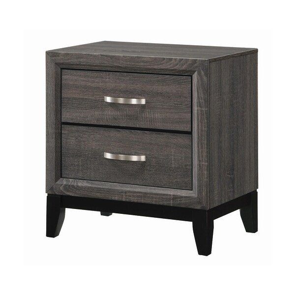 Carina Grey Oak and Black 4-piece Panel Bedroom Set - - 33987994