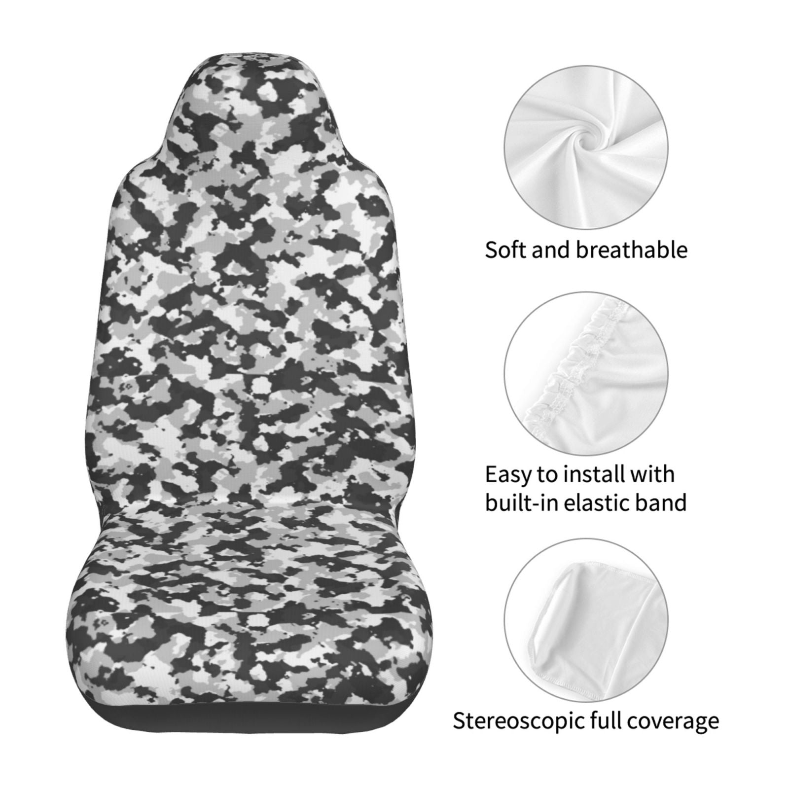 TEQUAN Front Seat Covers， Camouflage Texture Pattern 2 Piece Car Seat Cover Fit Most Car SUV Truck Van