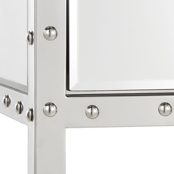 Carter Riveted Stainless-Steel Mirrored Accent Table by iNSPIRE Q Bold