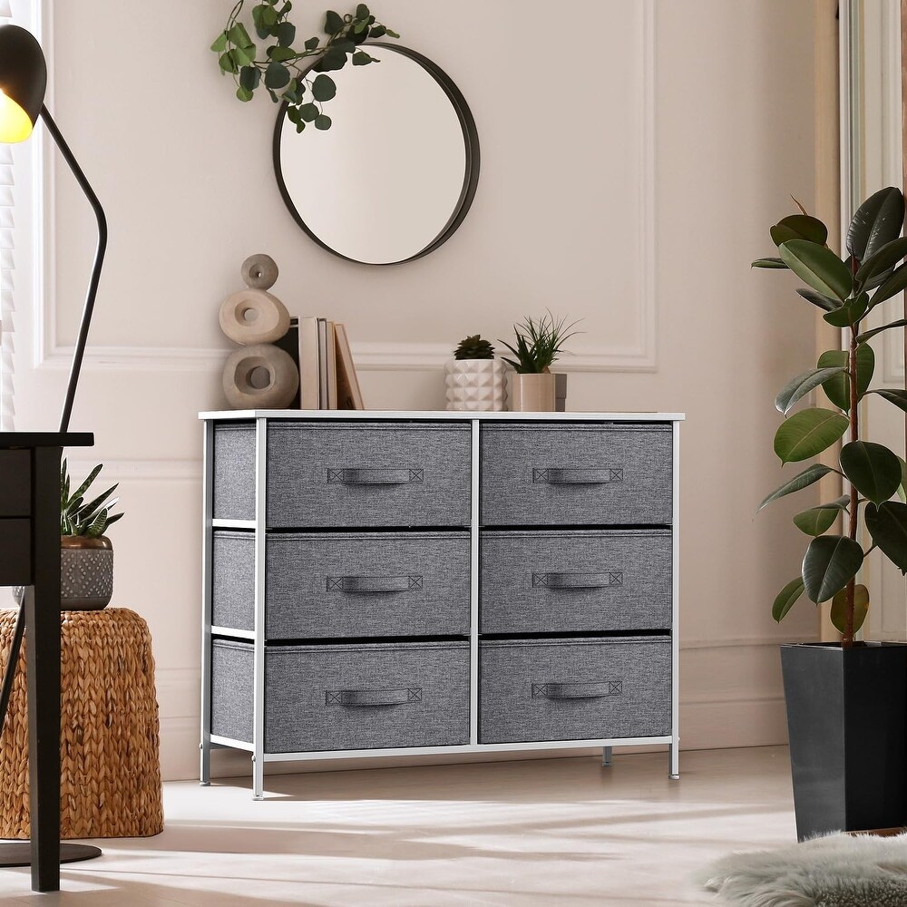 Sorbus 6 Drawer Dresser for Bedroom in White and Gray