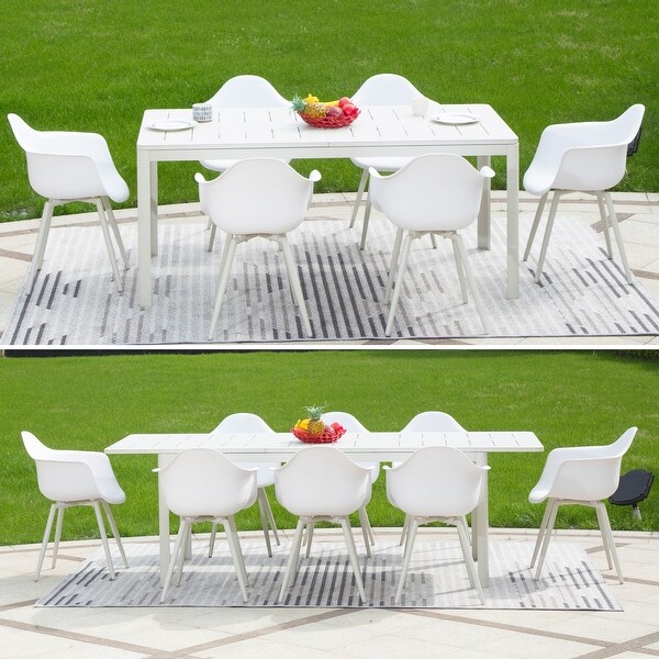 Domi Extendable Patio Dining Table，Aluminum Frame，Weatherproof and Multiple Sizes