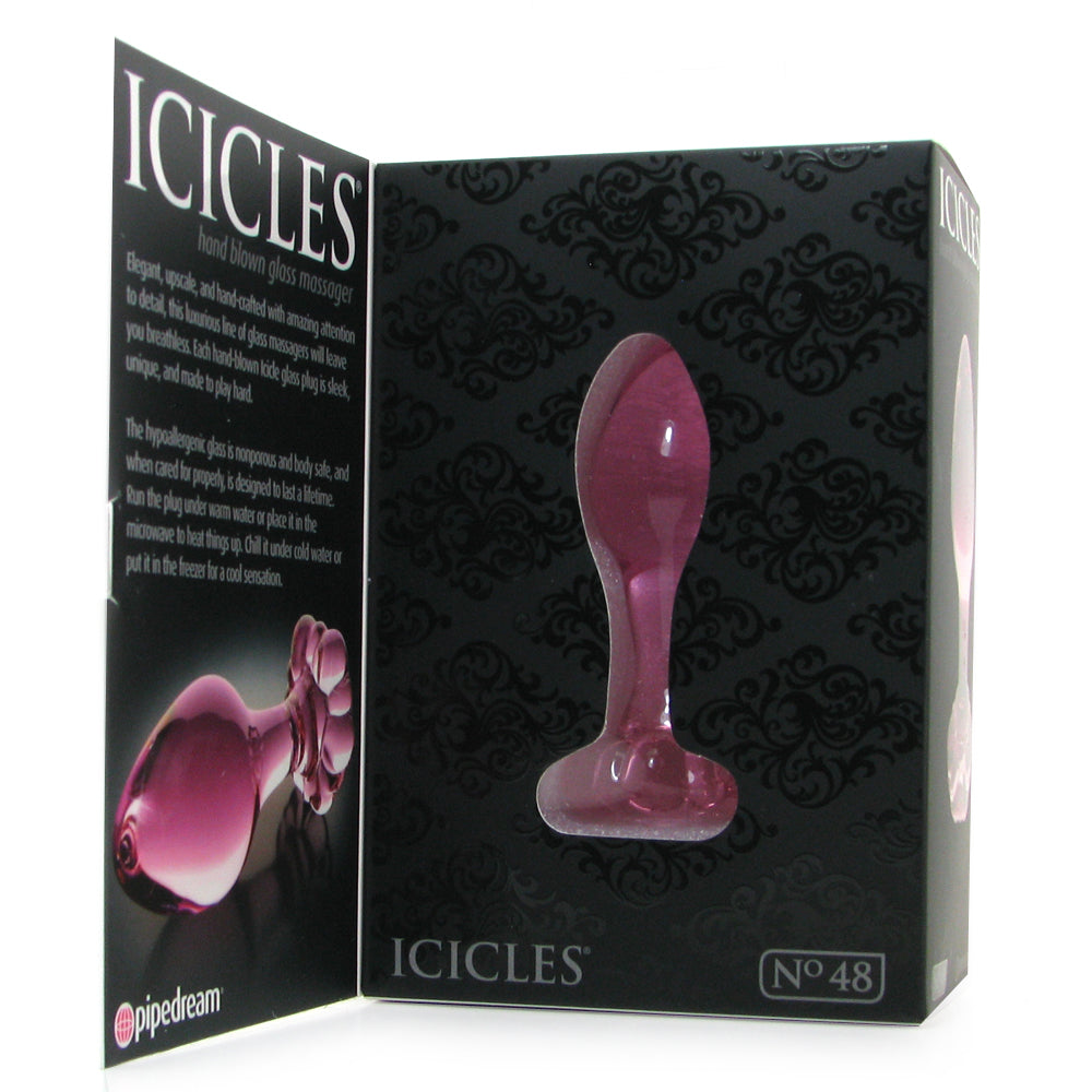 Icicles No. 48 Hand Blown Glass Butt Plug in Pink