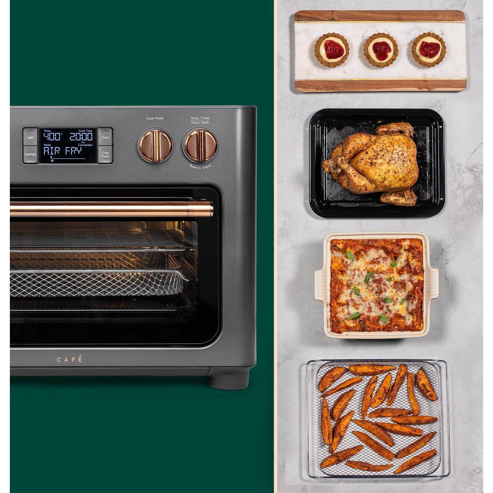 Cafe 1800 W Matte Black Toaster Oven with 14 modes incl Air Fry Bake Broil Roast Toast and Slow Cook Wi-fi connected C9OAAAS3RD3