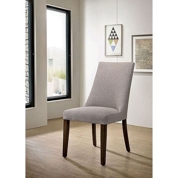 The Woodworth Walnut Finish and Light Beige Fabric Set Of 2 Side Chairs