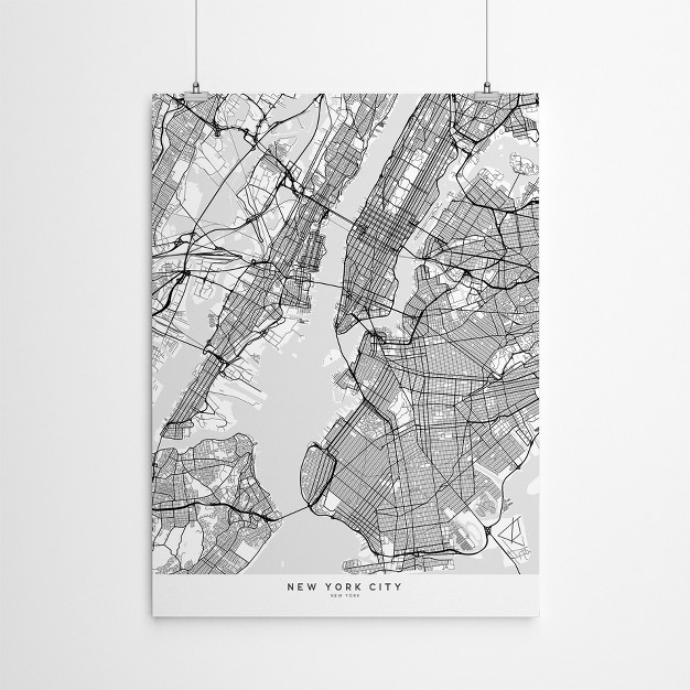 Americanflat Architecture Vintage Map Of New York City In Scandinavian Style By Blursbyai Poster Art Print