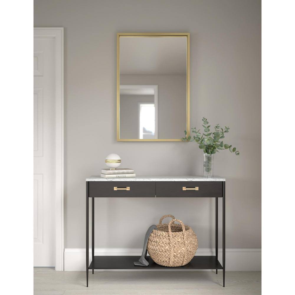 Delta 24 in W. x 36 in H. Framed Rectangular Wall Bathroom Vanity Mirror in Matte Gold RRFTF24-MGD-R