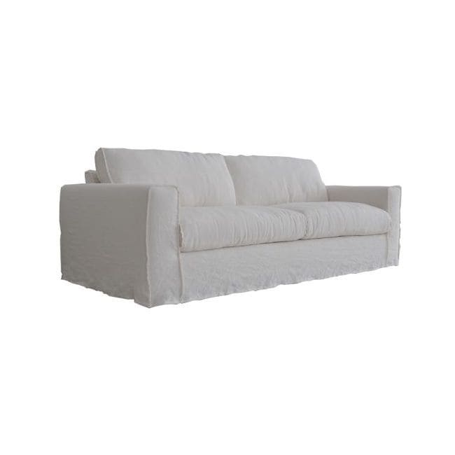 Artissance Peninsula Slipcover Linen Sofa With White Wash Finish  30 Inch Tall   7'6\