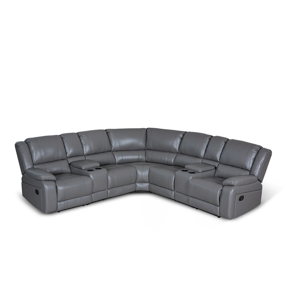 PU Leather 5 Seat Reclining Sectional Sofa with Console and Storage