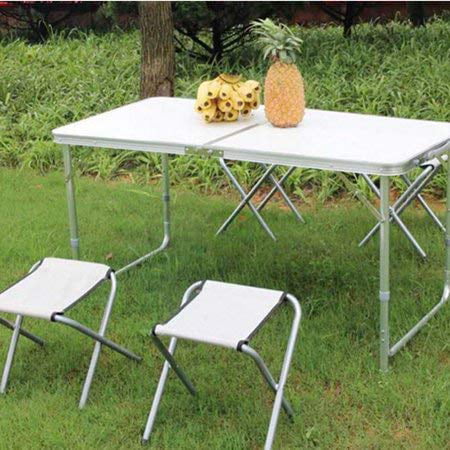 100PCS 4Ft Portable Multipurpose Folding Table Collapsible Picnic Aluminum Adjustable Table White Fold Up Square Desk for Hiking Camping Wedding Dining Party Patio Outdoor BBQ Yard