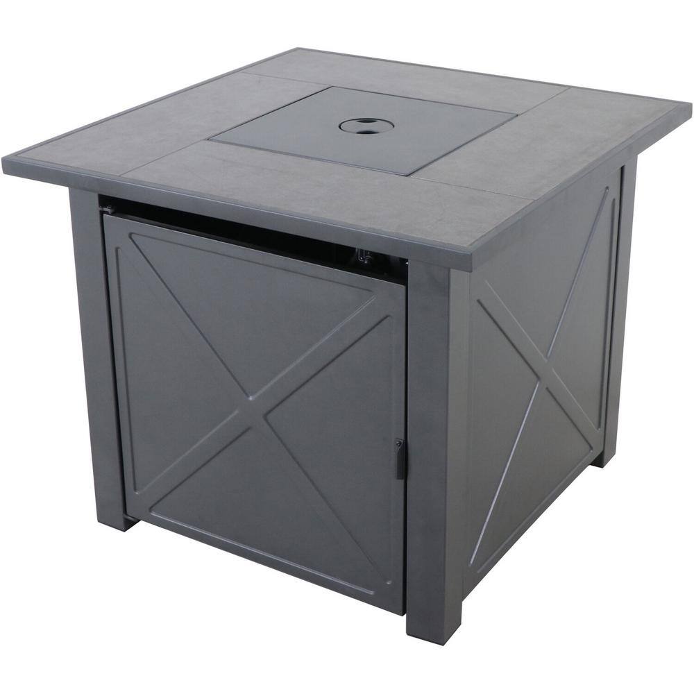 Hanover Naples 40000 BTU Tile-Top Gas Fire Pit Table with Burner Cover and Fire Glass NAPLES1PCFP