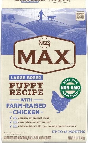 Nutro Max Large Breed Puppy Farm-Raised Chicken Recipe Natural Dry Dog Food， 25-lb bag