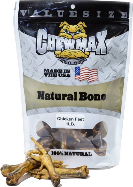 ChewMax Pet Products Chicken Feet Natural Chew Dog Treats， 1-lb bag