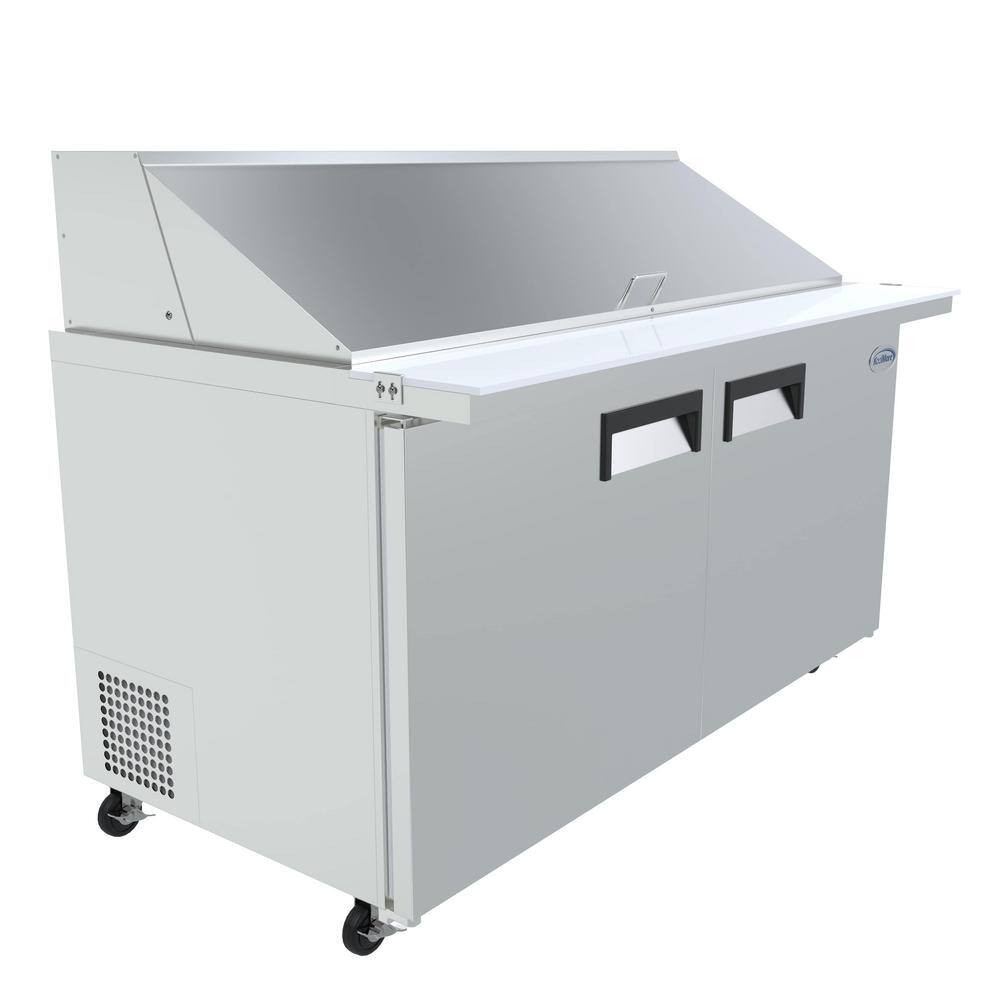 Koolmore 60 in. W 15 cu. ft. Refrigerated Food Prep Station Table with Mega Top Surface in Stainless Steel RPT60-2D-MT