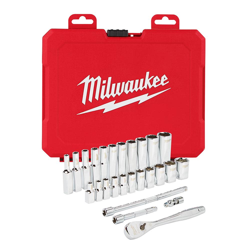 Milwaukee 1/4 in. Drive 26 pc. Ratchet and Socket Set - SAE 48-22-9404 from Milwaukee