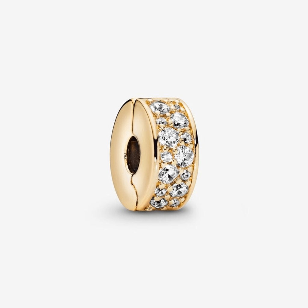 PANDORA  Clear Pavé Clip Charm - Gold Plated