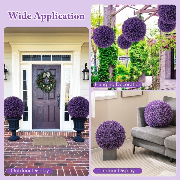 2 PCS Artificial Plant Topiary Ball 17.5'' Purple Decorative Balls