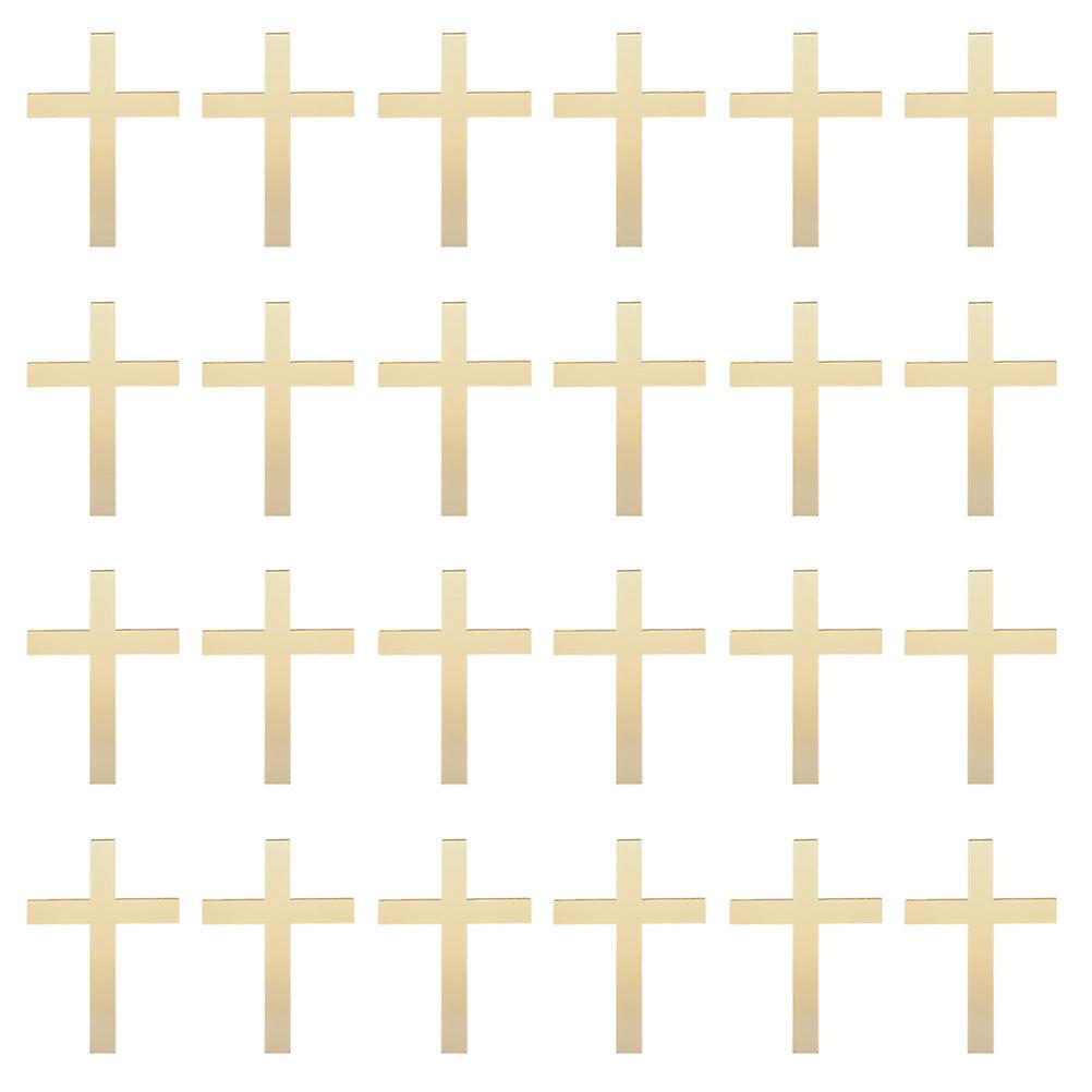 24pcs Cross Cupcake Topper Acrylic Cake Decor Cake Ornament For Baby Shower Baptism Wedding