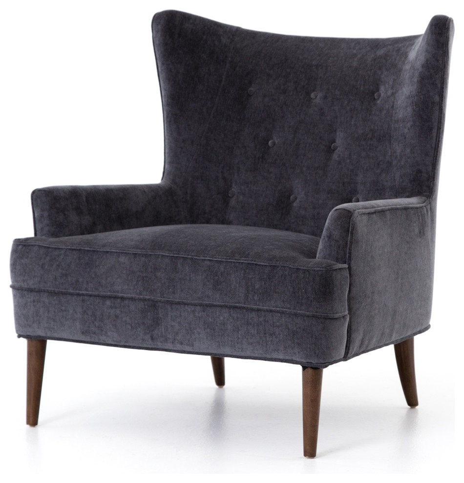 Clermont Chair Charcoal Worn Velvet   Midcentury   Armchairs And Accent Chairs   by Four Hands  Houzz