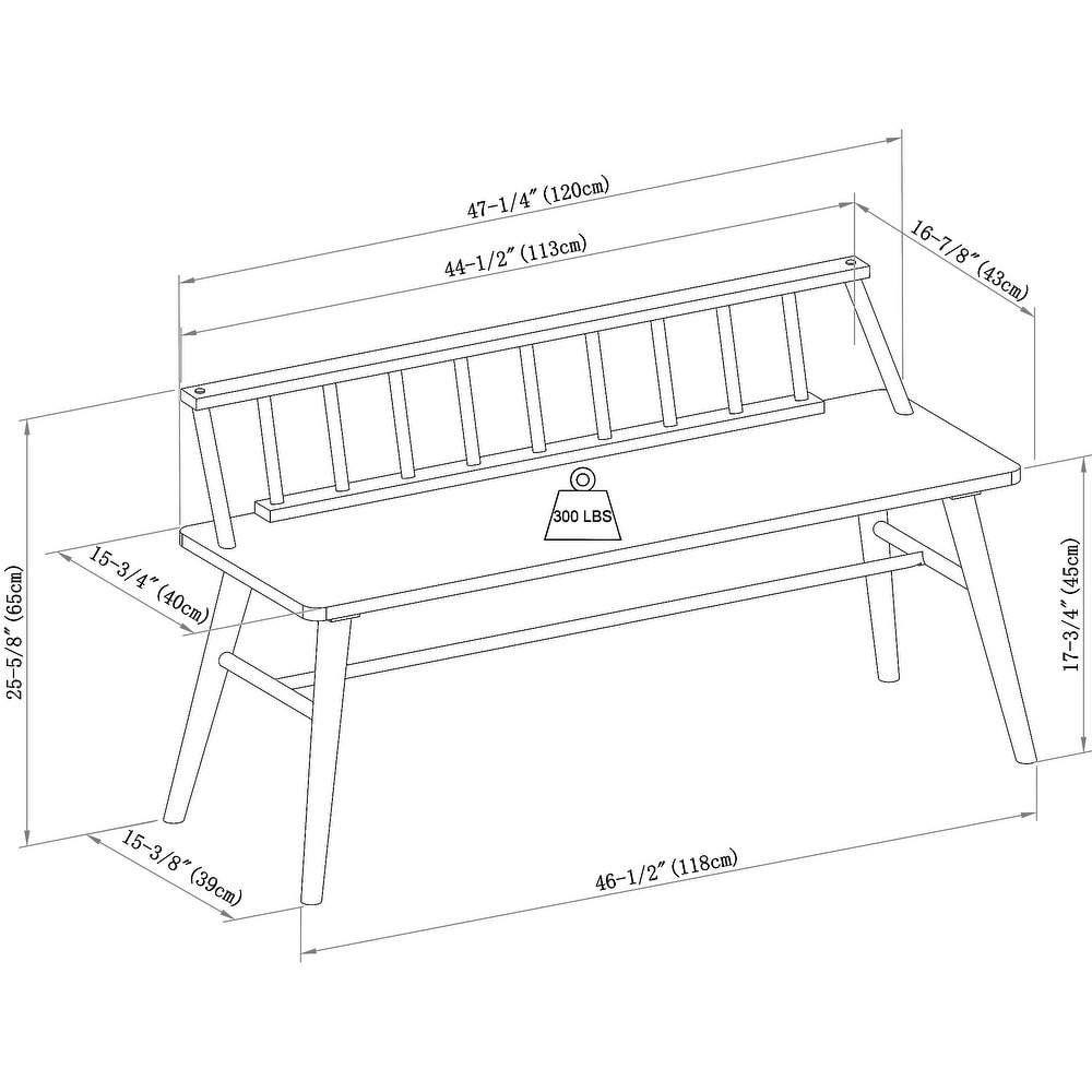 Middlebrook Solid Wood Low Back Spindle Entry Bench