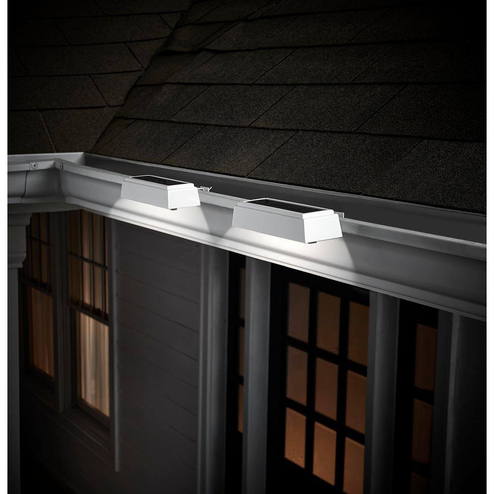 Hampton Bay White Solar Landscape Flood Gutter Light 20 Lumens with Integrated LED (2-Pack) 92370-701-2pk