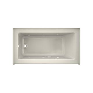 JACUZZI Projecta 60 in. x 32 in. Acrylic Left Drain Rectangular Low-Profile AFR Alcove Whirlpool Bathtub with Heater in Oyster R186032WLR1HXY