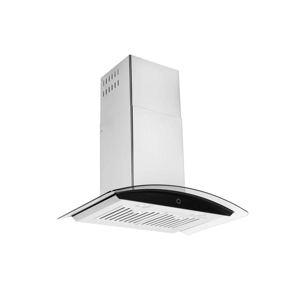 HAUSLANE 30 in Convertible Wall Mount Range Hood with Tempered Glass Baffle Filters in Stainless Steel