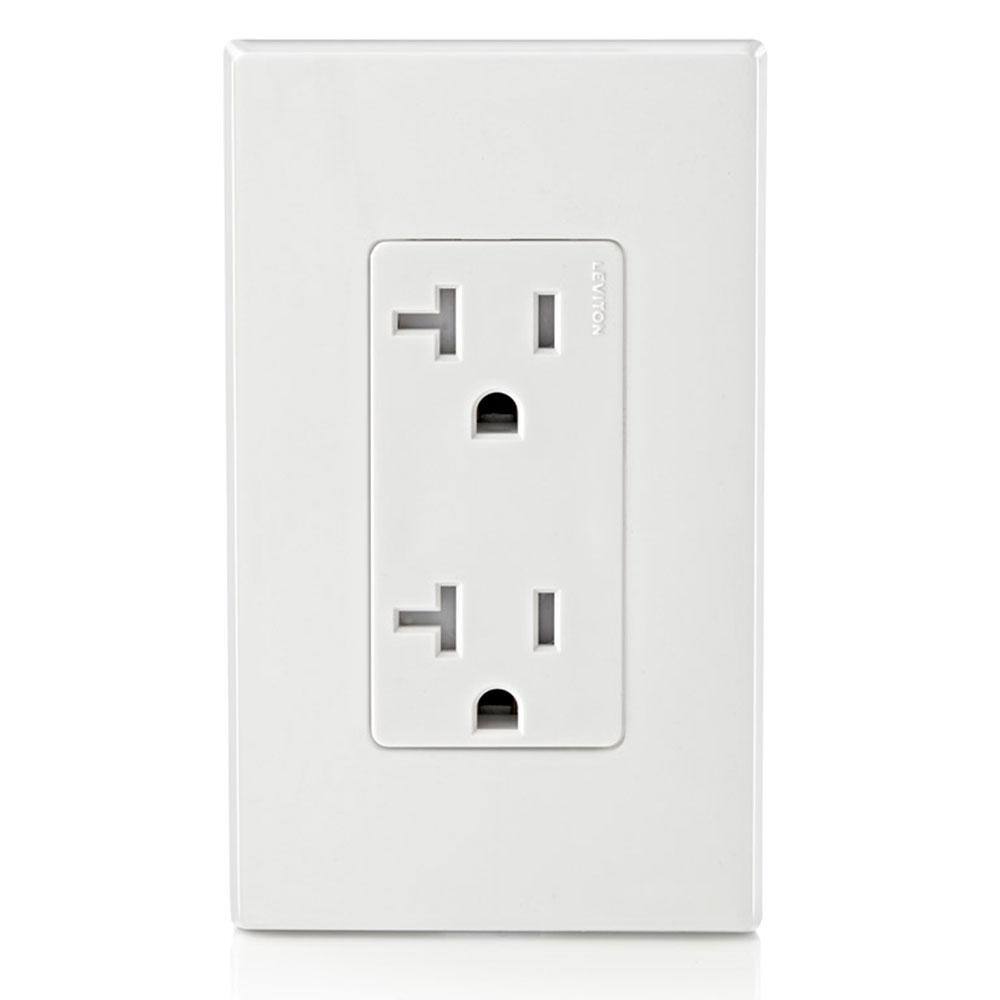 Leviton Decora 20 Amp  Tamper Resistant Duplex Outlet White R52-T5825-00W