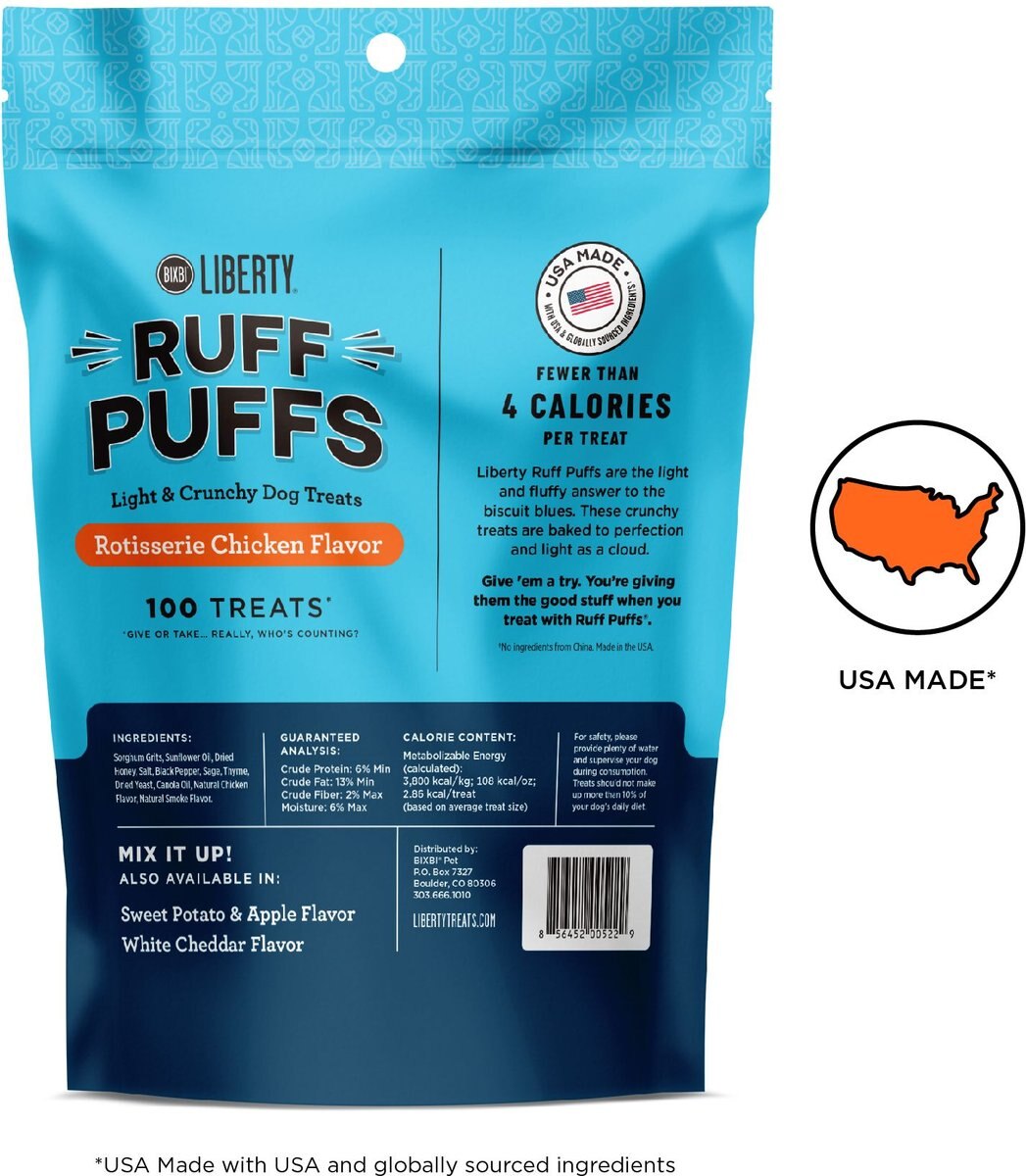 BIXBI Liberty Ruff Puffs Rotisserie Chicken Flavor Dog Treats