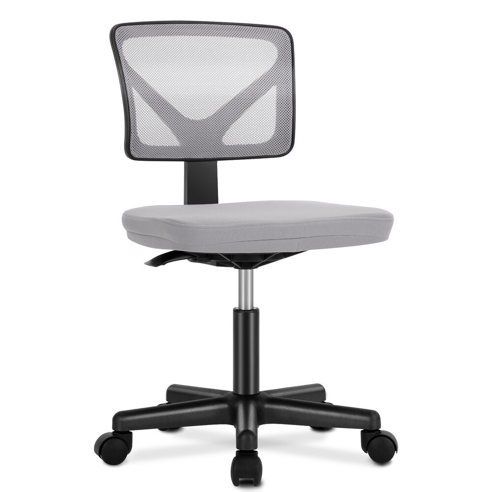 Armless Desk Chair Small Home Office Chair with Lumbar Support