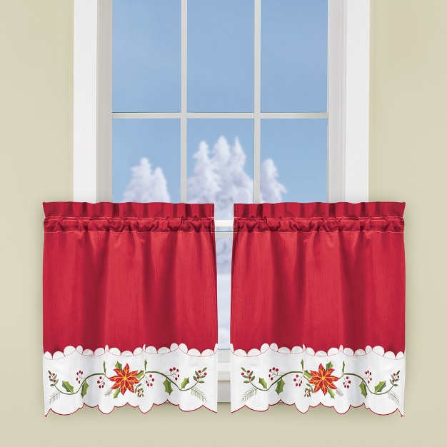 Collections Etc Poinsettia Curtains