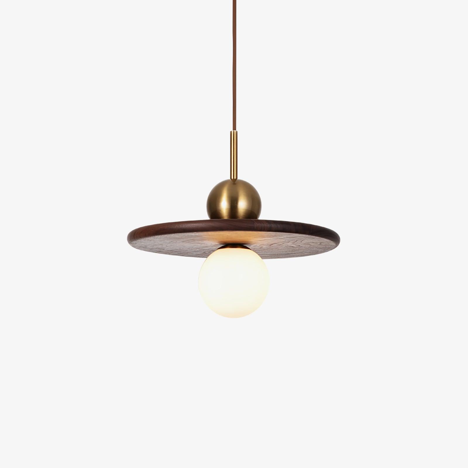 Flying Saucer Walnut Pendant Lamp