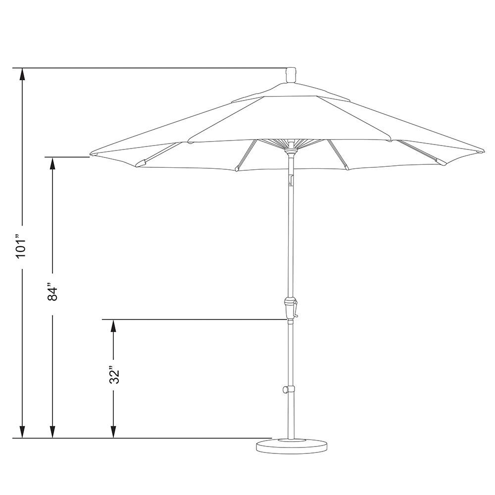 California Umbrella 9 Ft. Octagonal Aluminum Auto Tilt Patio Umbrella W/ Crank Lift and Aluminum Ribs