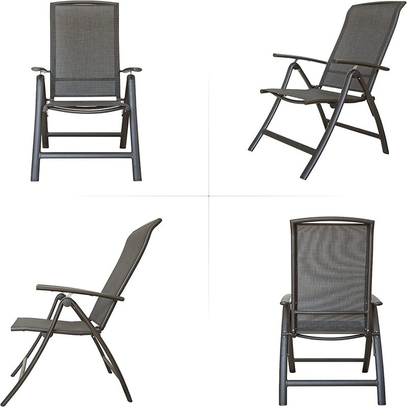 Textilene Fabric Folding Patio Chairs Set of 2